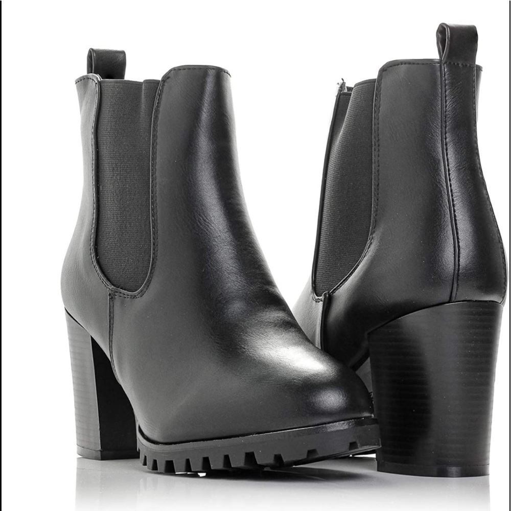 👢Chelsea Boot Side Zip Elastic Panel Chunky Heel Ankle Bootie👢